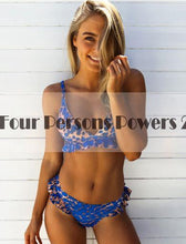 new Print top Sexy V Strap neck bandage bikini set Fresh Floral women Swimwear Beach Swim suit bathing MP