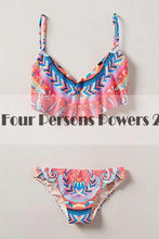 new Print top Sexy V Strap neck bandage bikini set Fresh Floral women Swimwear Beach Swim suit bathing MP