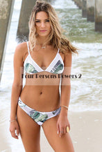 new Print top Sexy V Strap neck bandage bikini set Fresh Floral women Swimwear Beach Swim suit bathing MP