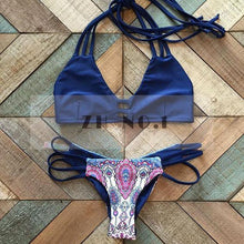 2Pc Set Bra Underpants Bandage Bikini Set Blue Brazilian Push-up Padded Swimsuit Bathing Suit Beach Wear N116ZN5 MP