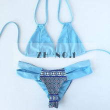 2Pc Set Bra Underpants Bandage Bikini Set Blue Brazilian Push-up Padded Swimsuit Bathing Suit Beach Wear N116ZN5 MP