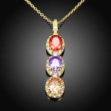 18k gold plated necklaces Crystal tricolor collier bijoux femme SKGN118 MP