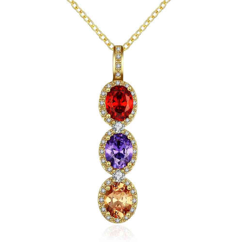 18k gold plated necklaces Crystal tricolor collier bijoux femme SKGN118 MP