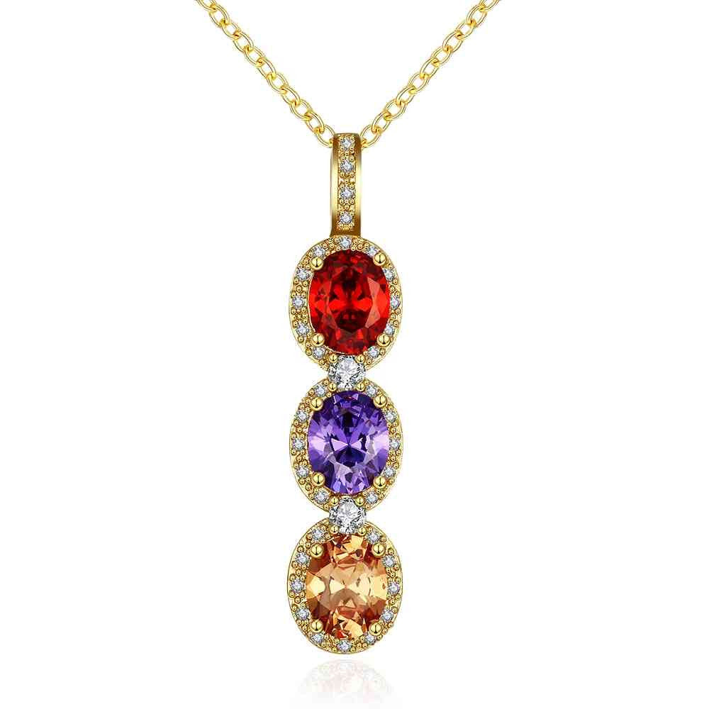 18k gold plated necklaces Crystal tricolor collier bijoux femme SKGN118 MP
