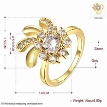 18K Gold Plating wedding rings Flowers in full bloom anillos bear Elegant MP