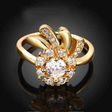 18K Gold Plating wedding rings Flowers in full bloom anillos bear Elegant MP