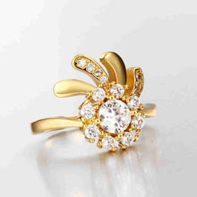 18K Gold Plating wedding rings Flowers in full bloom anillos bear Elegant MP