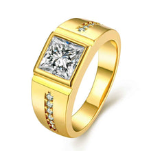 18k gold plated engagement ring Square crystal inlay men ring floating charms MP