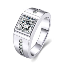 18k gold plated engagement ring Square crystal inlay men ring floating charms MP