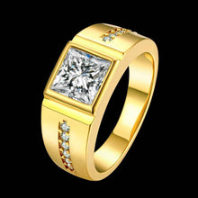 18k gold plated engagement ring Square crystal inlay men ring floating charms MP