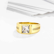 18k gold plated engagement ring Square crystal inlay men ring floating charms MP