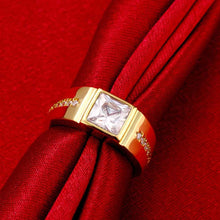 18k gold plated engagement ring Square crystal inlay men ring floating charms MP