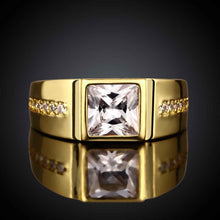 18k gold plated engagement ring Square crystal inlay men ring floating charms MP