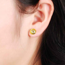 24k gold plated earring round stud pendientes bear Personalized YHDE 1 MP