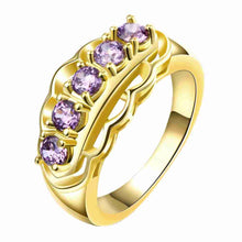 18K Gold Plating rings Lace inlay crystal opal love MP