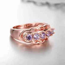 18K Gold Plating rings Lace inlay crystal opal love MP