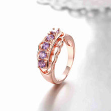 18K Gold Plating rings Lace inlay crystal opal love MP