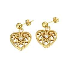 18k gold plated earings jewelry pierced hearts stud brinco floating charms MP