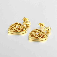 18k gold plated earings jewelry pierced hearts stud brinco floating charms MP