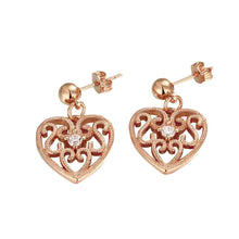 18k gold plated earings jewelry pierced hearts stud brinco floating charms MP