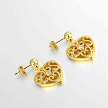 18k gold plated earings jewelry pierced hearts stud brinco floating charms MP