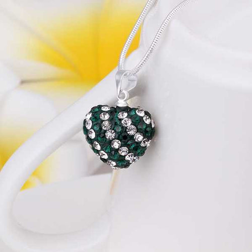 african beads necklaces pendants silver heart crystal lo collares Elegant MP