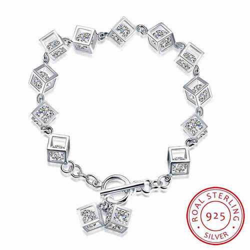 925 silver jewelry charm bracelet White box stone pulseira masculina joias STVH 7 MP