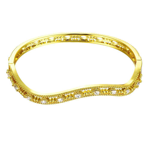 18K Gold Plating friendship bangle A flat line women bracelet accessories HBZ 12 MP