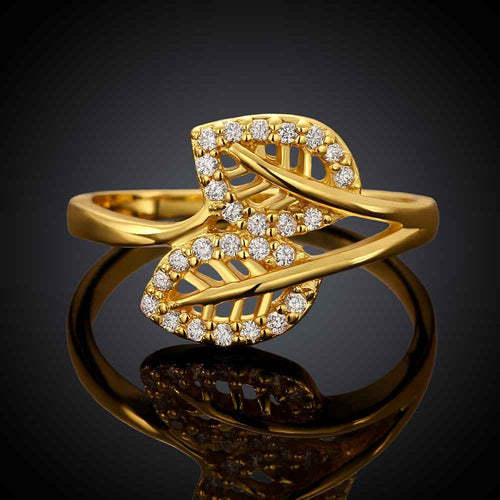 18K Gold Plated rings for men insets two leaves opal accessories SKGR 83 MP