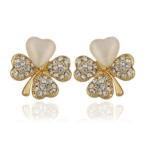 Austrian Crystal earrings Quatrefoil Rhinestone stud ear cuff ruby jewelry 116 MP