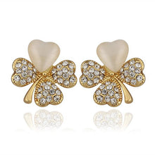 Austrian Crystal earrings Quatrefoil Rhinestone stud ear cuff ruby jewelry 116 MP