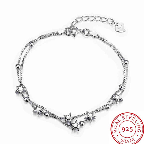 925 sterling silver bracelets five-pointed star pulsera love STVH 57 MP