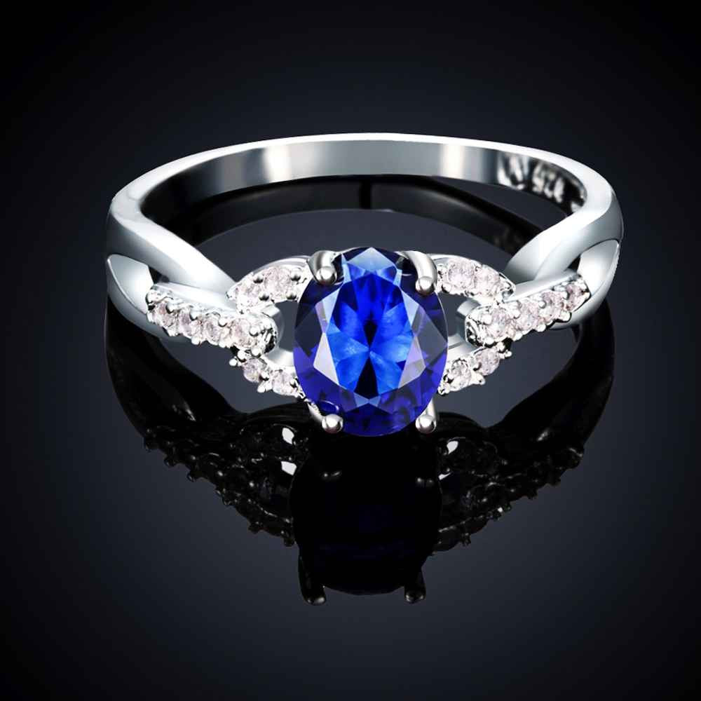 silver-plated ring Blue magic anillos bear Gift for her MP
