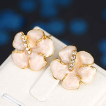 18K Gold Plated earrings pink flower stud earrings pendientes bear Hand Madeball 81 MP