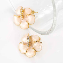 18K Gold Plated earrings pink flower stud earrings pendientes bear Hand Madeball 81 MP