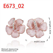 18K Gold Plated earrings pink flower stud earrings pendientes bear Hand Madeball 81 MP