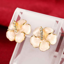 18K Gold Plated earrings pink flower stud earrings pendientes bear Hand Madeball 81 MP