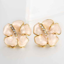 18K Gold Plated earrings pink flower stud earrings pendientes bear Hand Madeball 81 MP