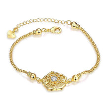 18k gold plated bracelet charms Flower inlaid crystal bracelet girl Hand Madeball HBB 5 MP