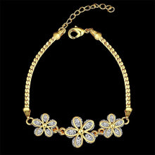 18k gold plated bracelet charms Flower inlaid crystal bracelet girl Hand Madeball HBB 5 MP