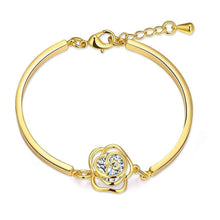 18k gold plated bracelet charms Flower inlaid crystal bracelet girl Hand Madeball HBB 5 MP