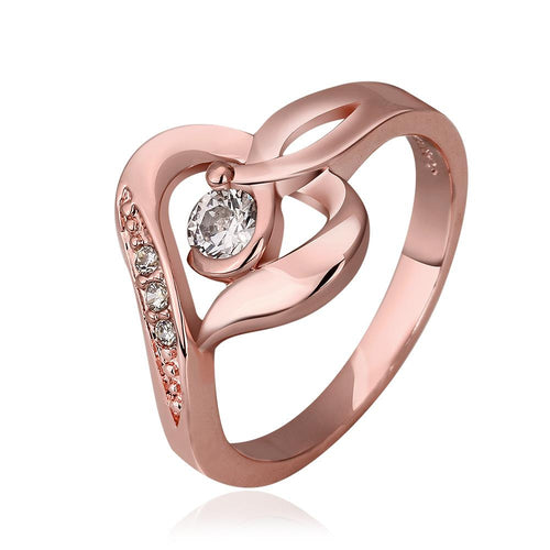 18k gold plated engagement ring heart with rose color anel feminino bijoux226 MP