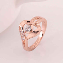 18k gold plated engagement ring heart with rose color anel feminino bijoux226 MP