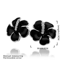 18k gold plated earrings black flower stud earrings boucle d'oreille femme bone 47 MP