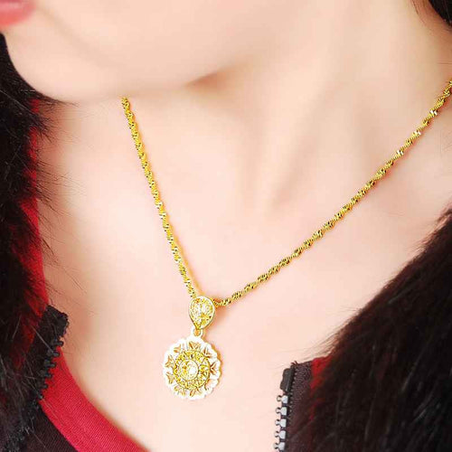 24k gold plated necklace women pierced circle choker277 MP