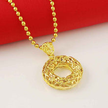 24k gold plated necklace women pierced circle choker277 MP