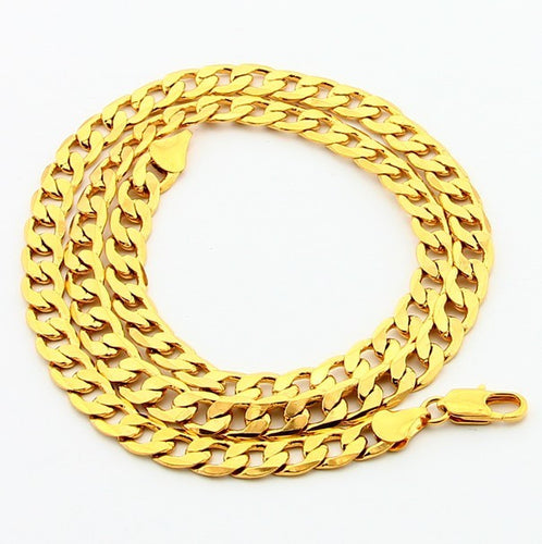 24k gold plated necklace casual lock chain bead necklace wedding jewelry YHDN1 1 MP