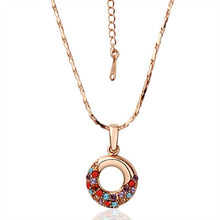 Austrian Crystal pendant necklace circle red green choker MP
