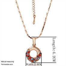 Austrian Crystal pendant necklace circle red green choker MP
