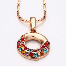 Austrian Crystal pendant necklace circle red green choker MP